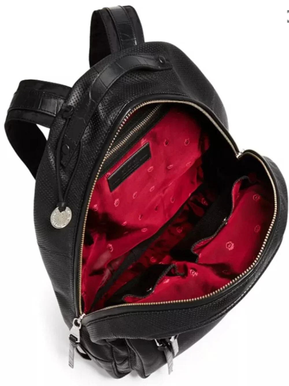 John Varvatos - 3 Star USA - Black Leather Zip-Front Backpack - Retail $495